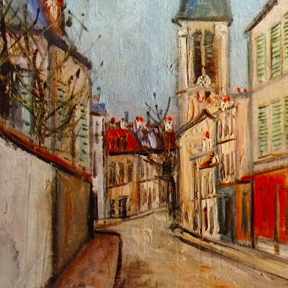 Vintage Utrillo Eglise de Strins Lithograph 16x20 French Victorian Impressionist - Picture 3 of 6